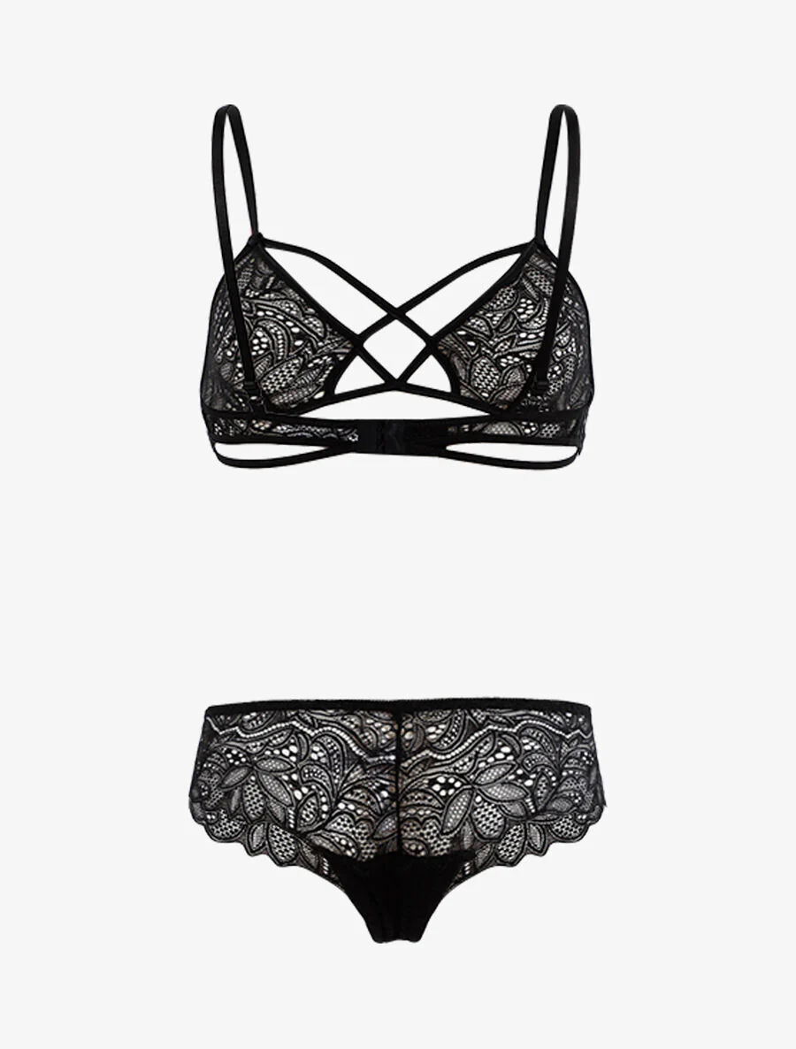 Set in openwork kant - zwart - Image 3