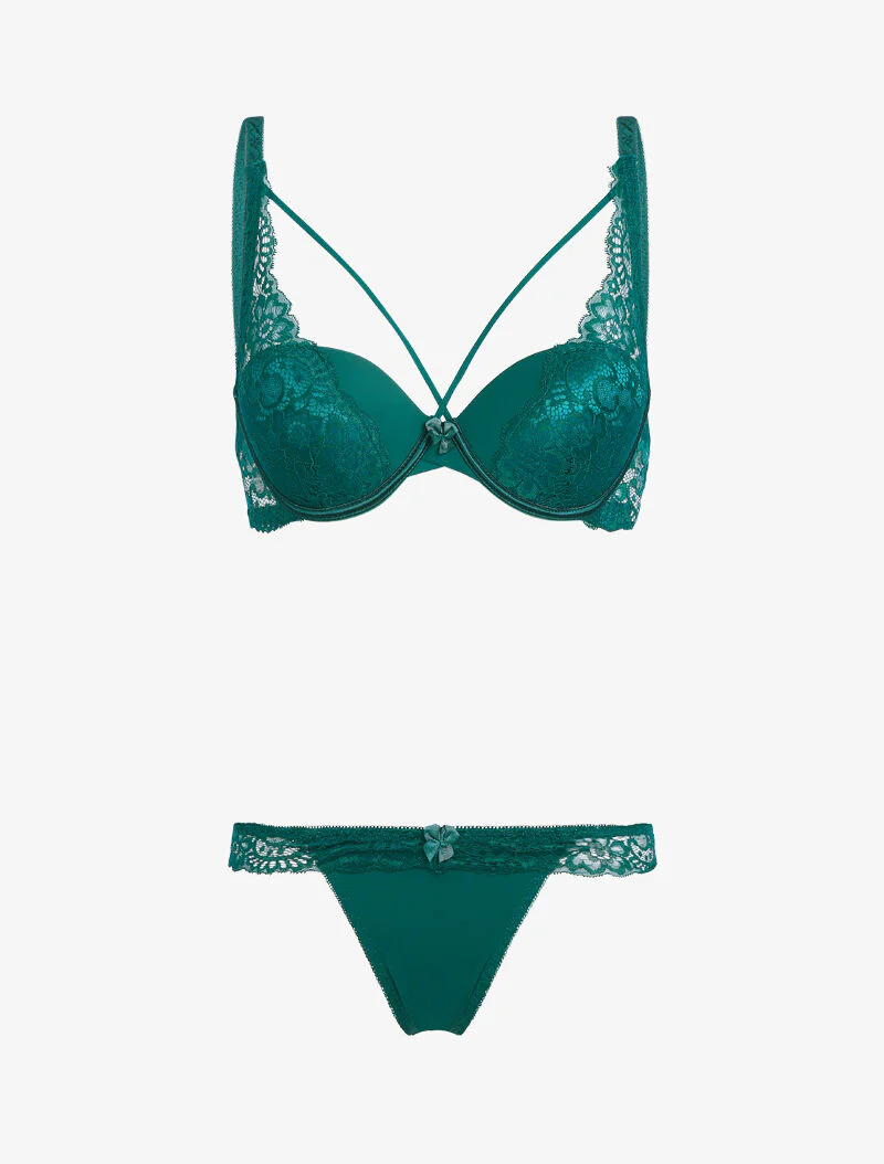 Set mand lace out en string - dennengroen