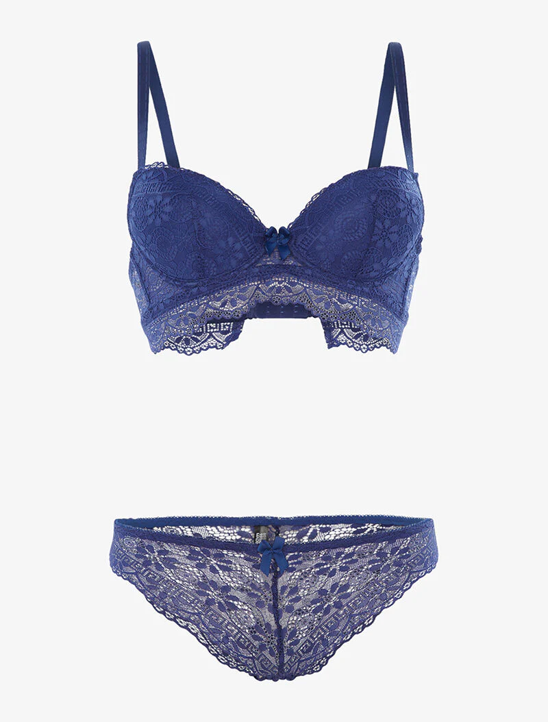 Set met bloemenmotief borduursels - elektrisch blauw