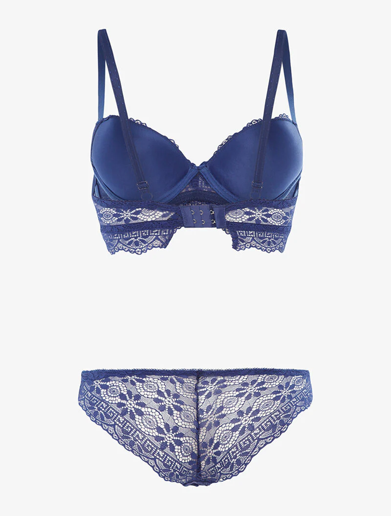 Set met bloemenmotief borduursels - elektrisch blauw - Image 2