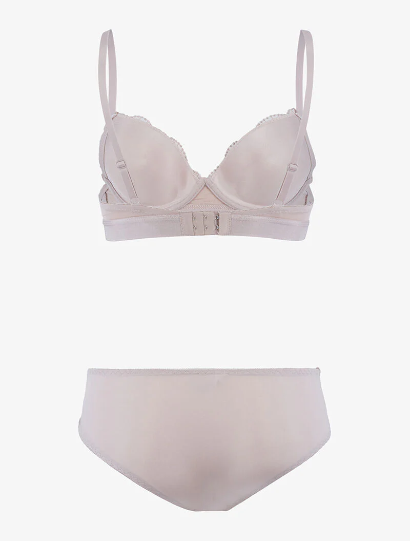 Set met geborduurd bloemenstuk - taupe - Image 2