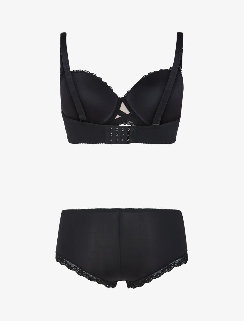 Set met rozetstijl borduurwerk - zwart/nude - Image 2