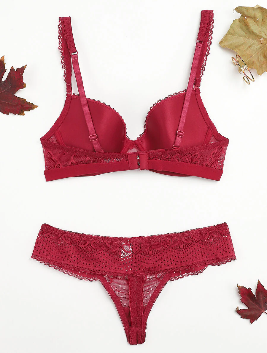Set met elastische tailleband en string - Pruimkleurig - Image 2