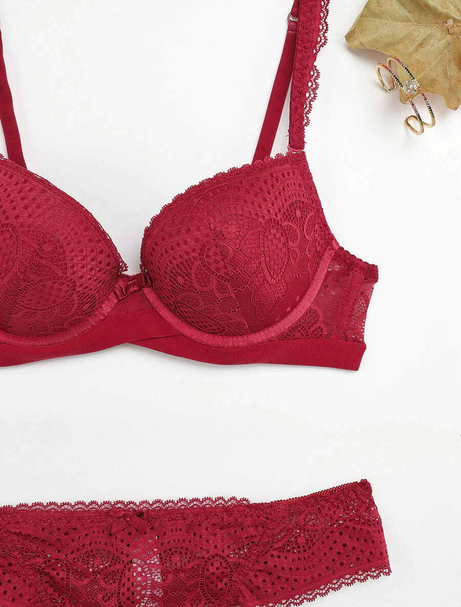 Set met elastische tailleband en string - Pruimkleurig - Image 3