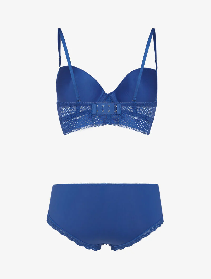 Set met geborduurde bloemen - blauw - Image 2