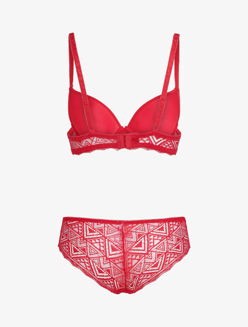 Kantenset met driehoeken - rood - Image 2
