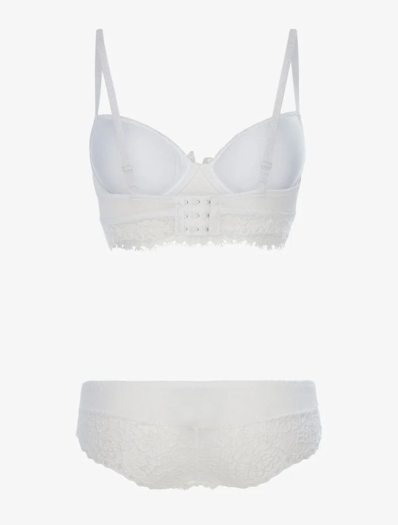 Set met kanten rand en slip - wit - Image 2