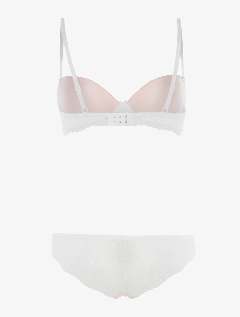 Set met kanten inzetstukken en string - roze/wit - Image 2