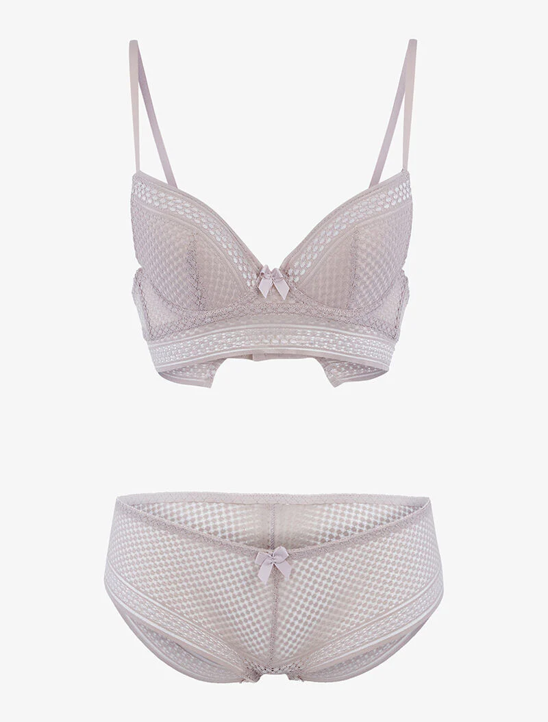 Set met stippen inzetstukken - taupe