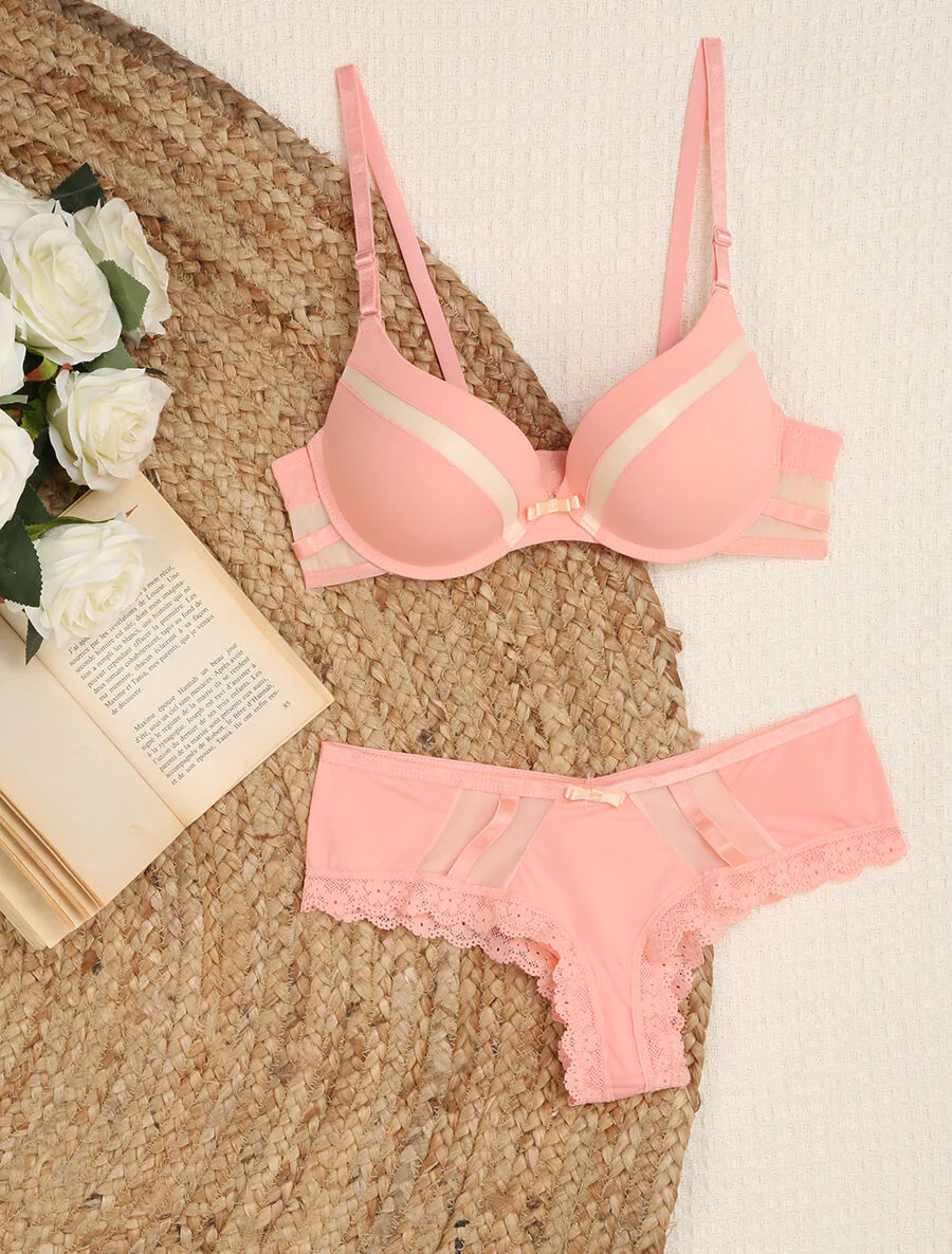 Set met tule bies - Roze