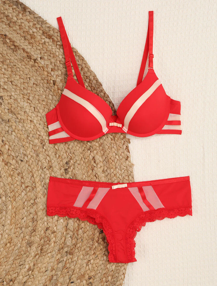 Set met tule rand - Rood