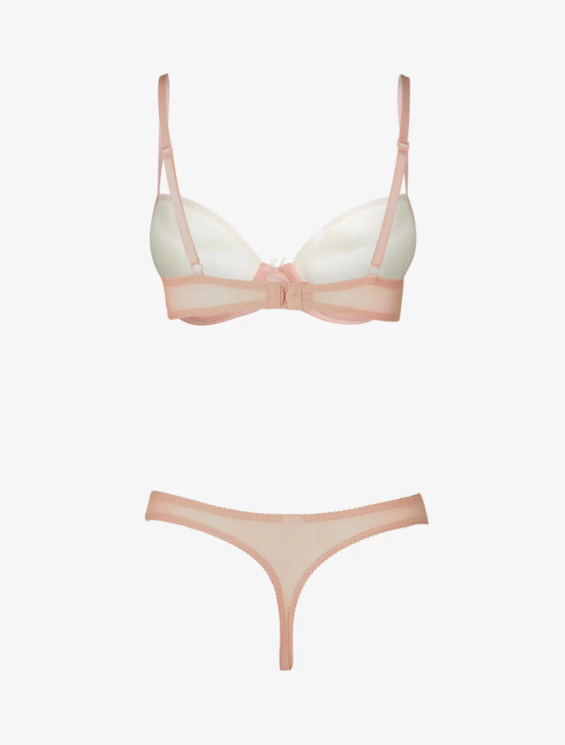 Set push-up in kant en tule - roze/beige - Image 2