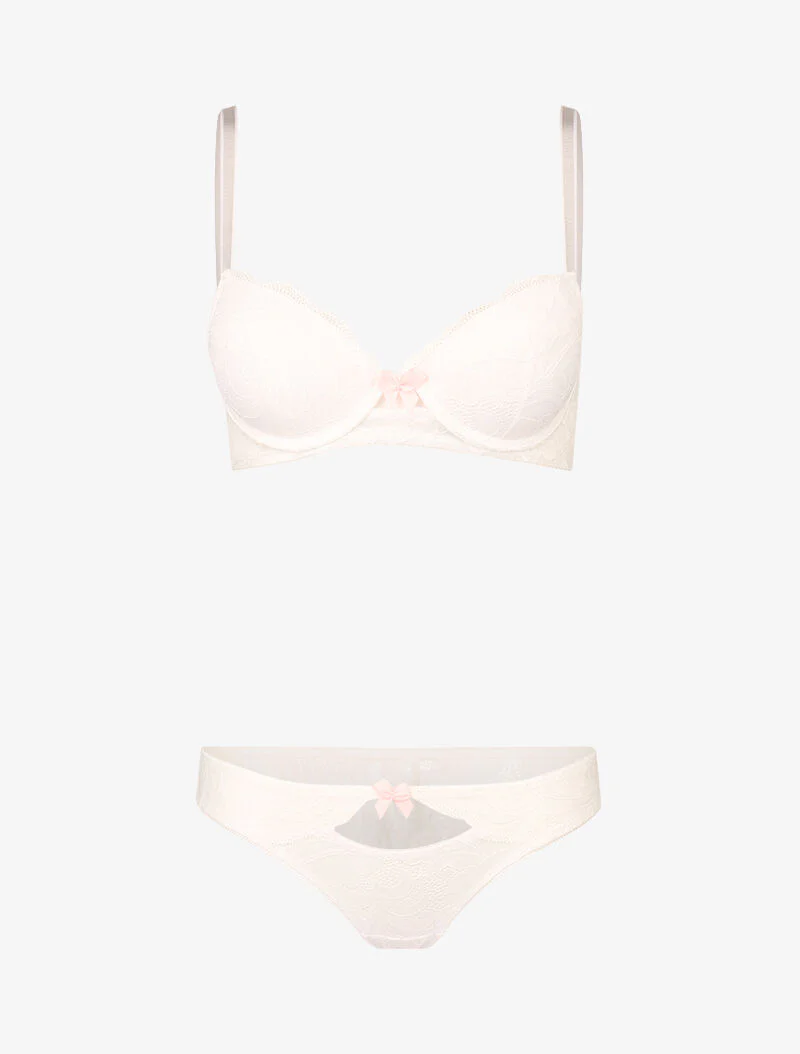 Kant push-up set met geschulpte rand - wit