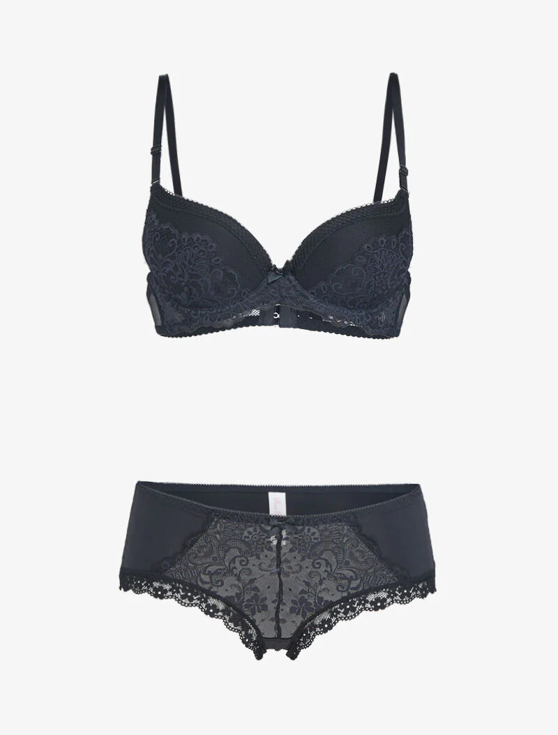 Net- en kant push-up set - zwart