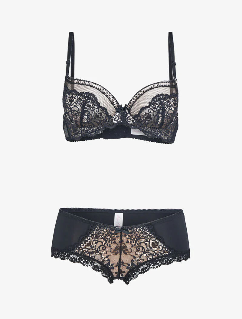 Net- en kant push-up set - beige