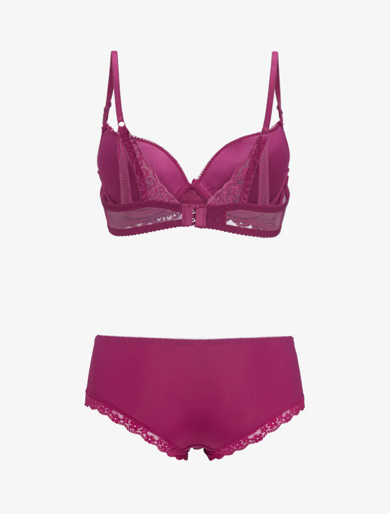 Net- en kant push-up set - bordeaux - Image 2