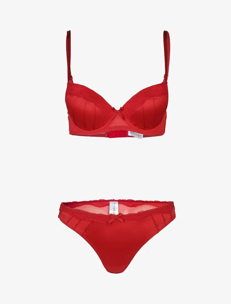 Satijnen push-up set - rood