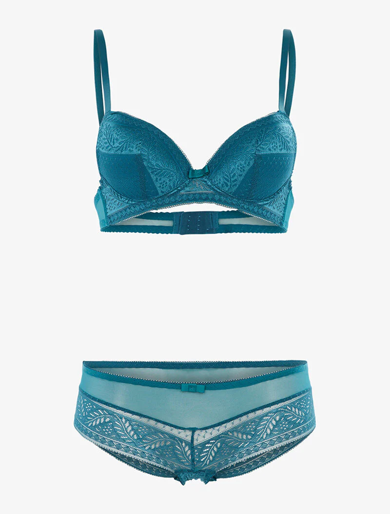 Set SG en shorty in voile en kant - blauwgroen