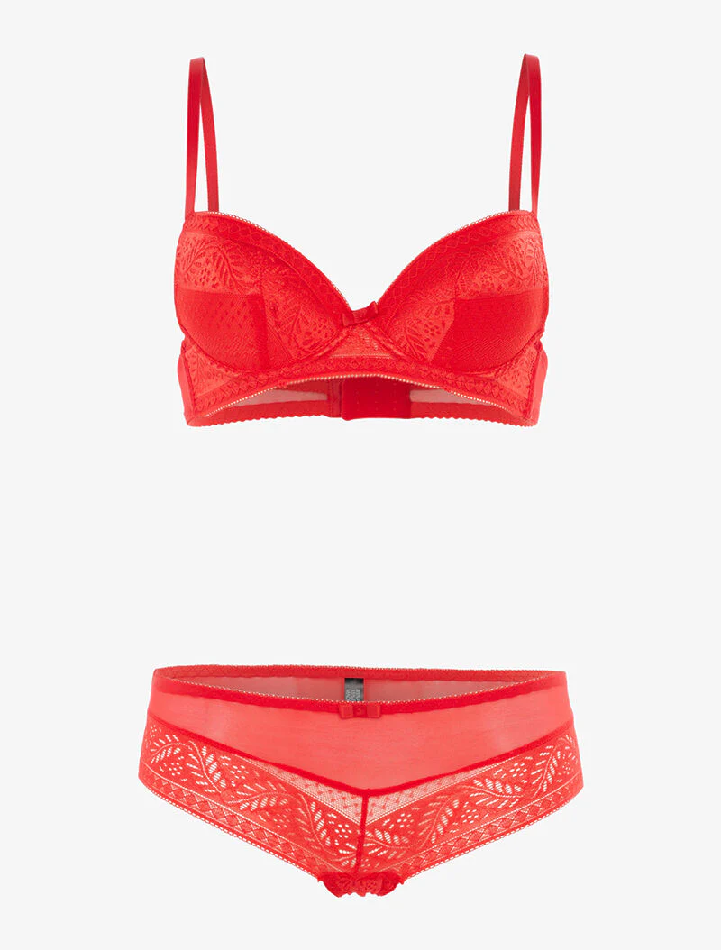 Set SG en shorty in voile en kant - rood