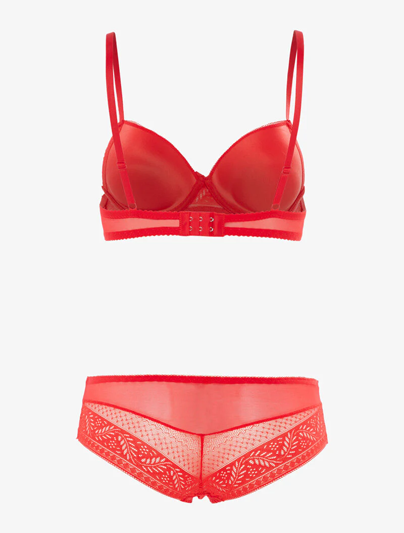 Set SG en shorty in voile en kant - rood - Image 2