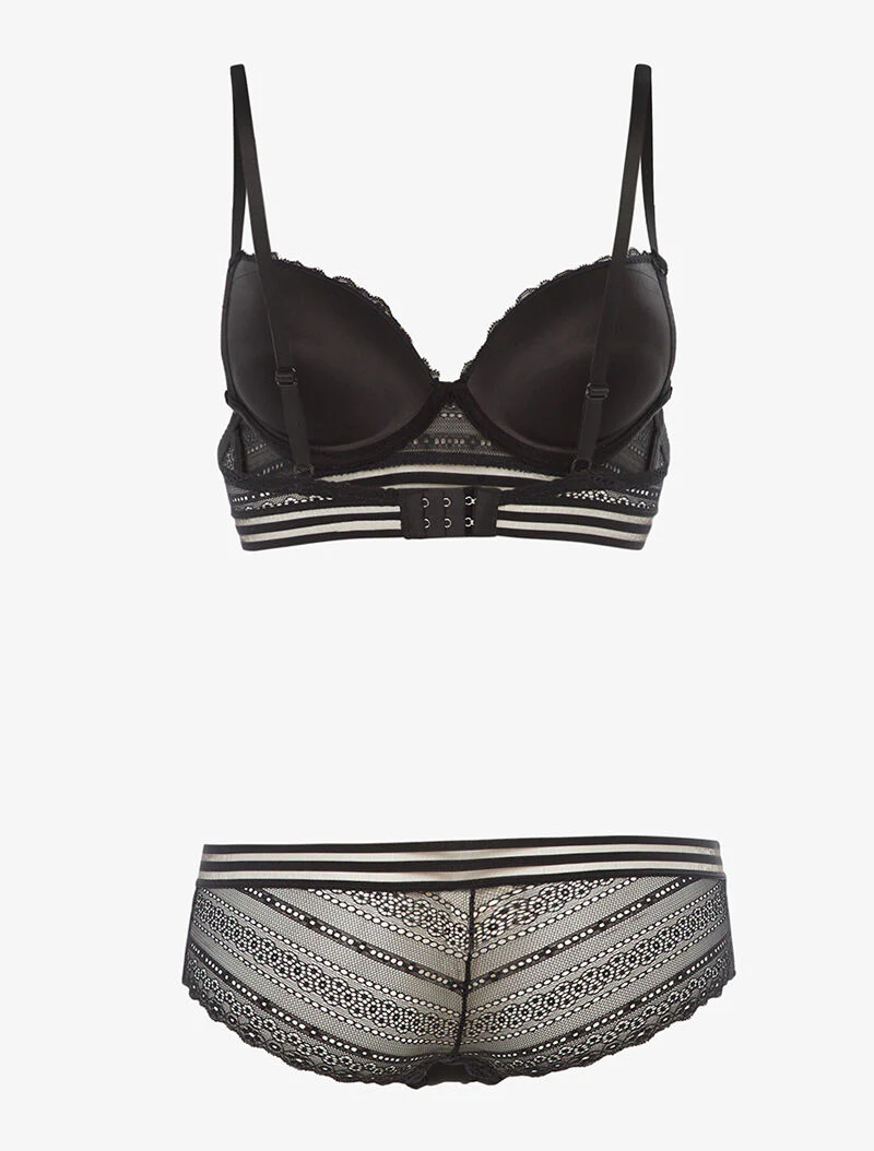 SG set en shorty met grafische lijnen - zwart - Image 2
