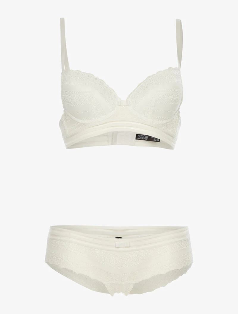 SG-set en shorty met grafische lijnen - wit