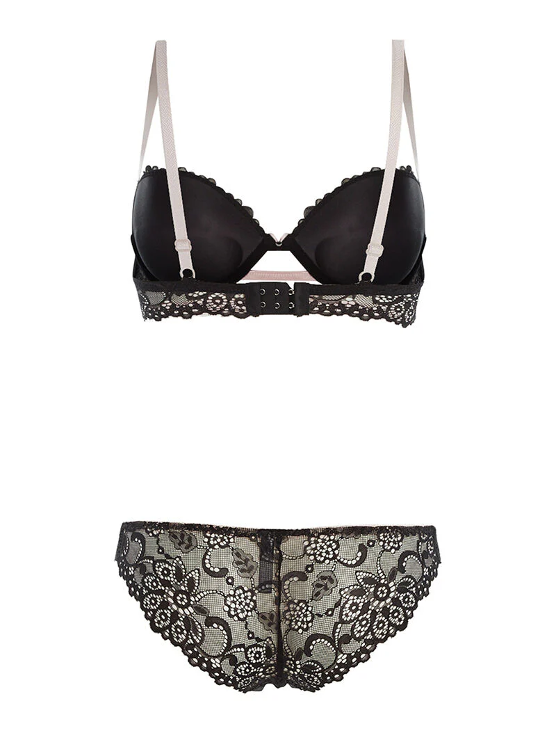 Set SG en slip met contrasterende bies - zwart - Image 2