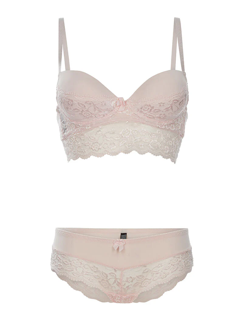 Set SG en kanten slip - lichtroze - roze oranje