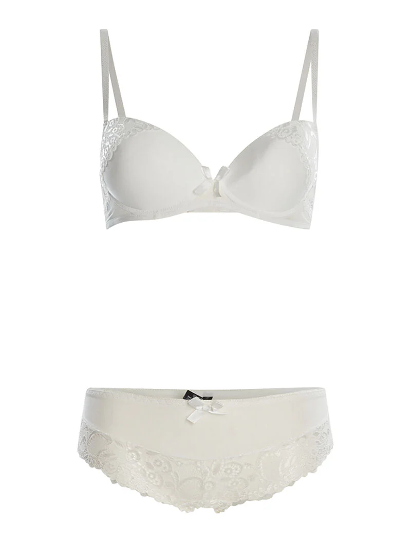 Set SG en slip met kanten rand - wit