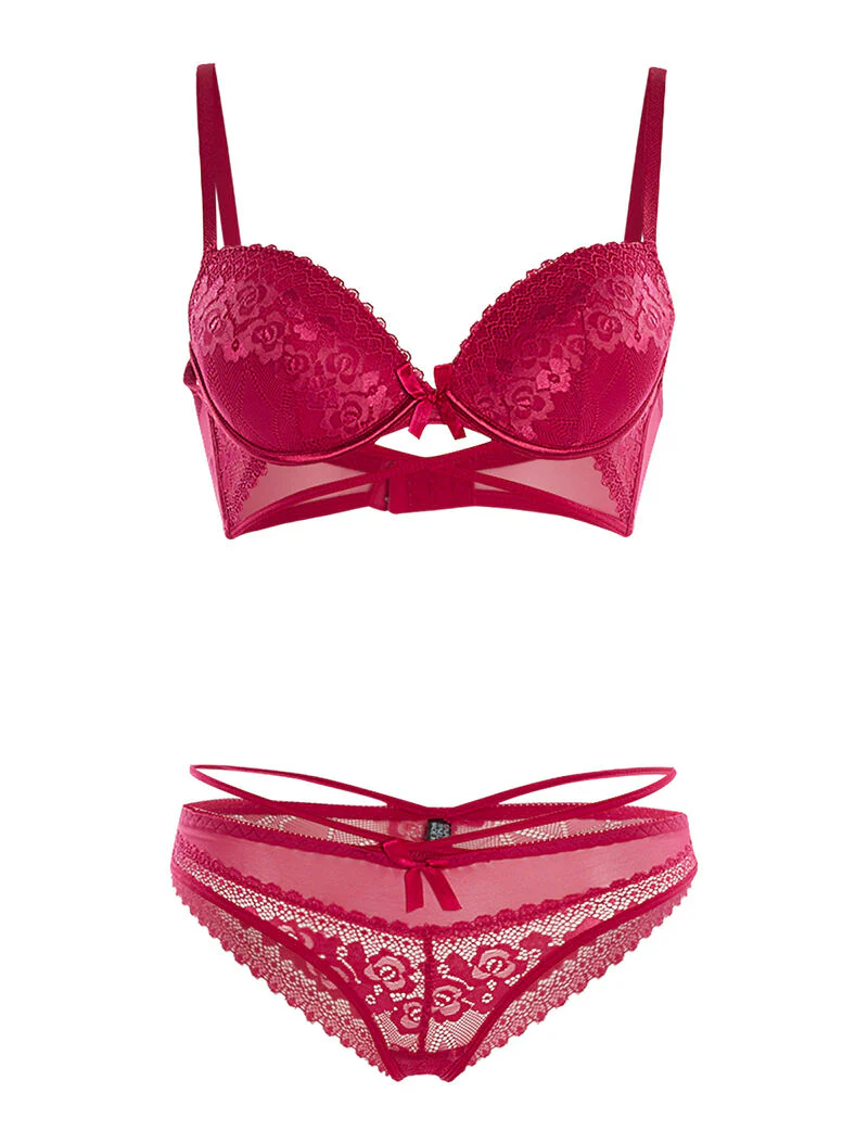 Set SG en slip lace out - fuchsia