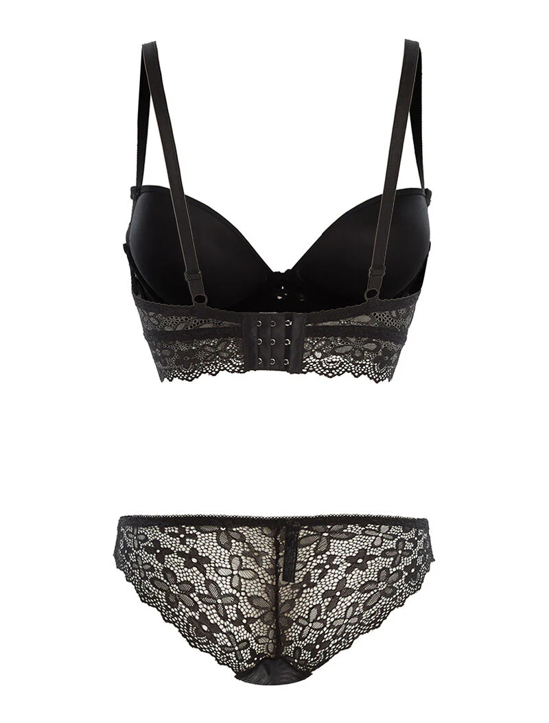SG-set en slip met kanten rand - zwart - Image 2