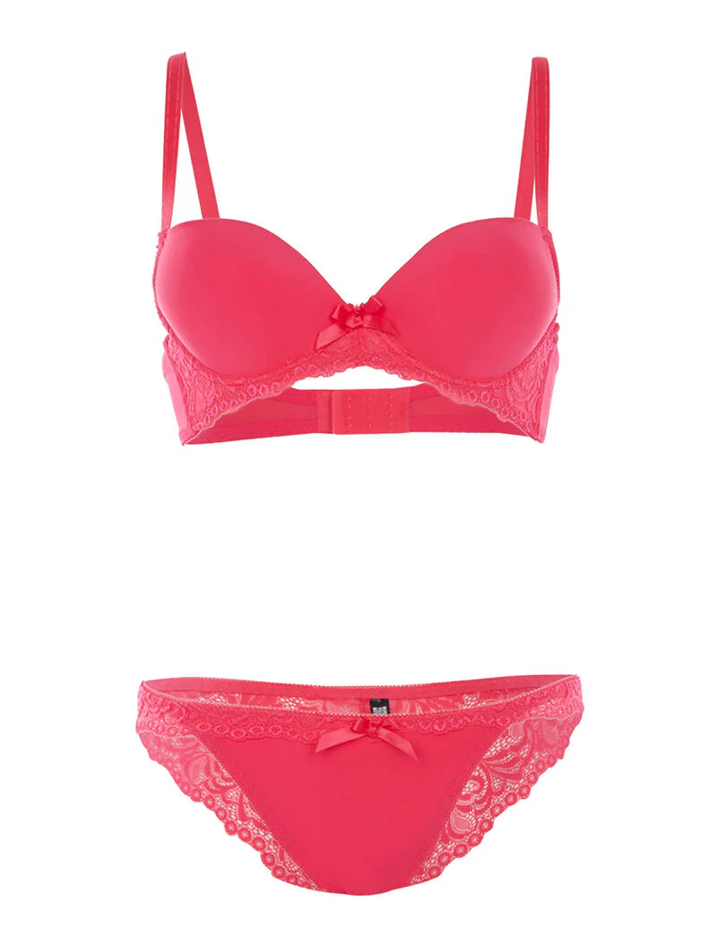 Set SG en slip met kanten rand - roze