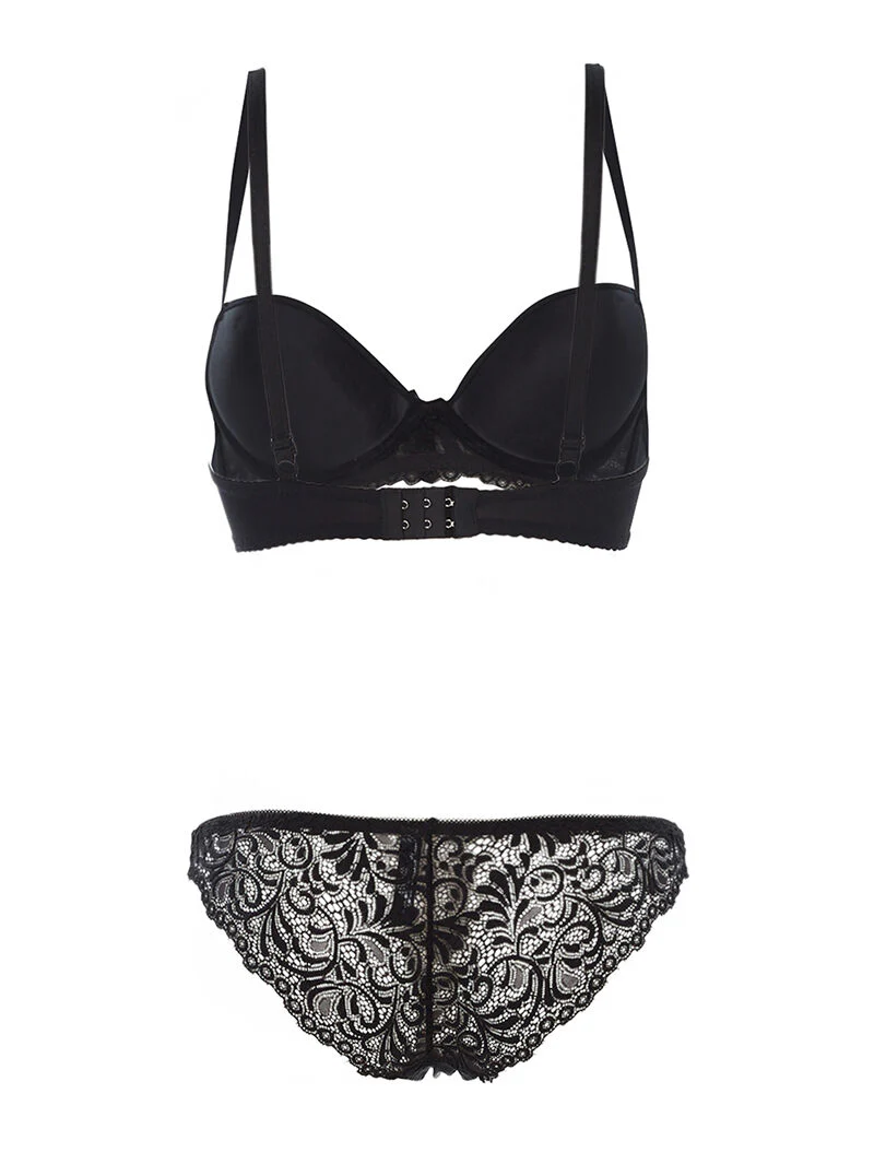 SG-set en slip met kanten rand - zwart - Image 2