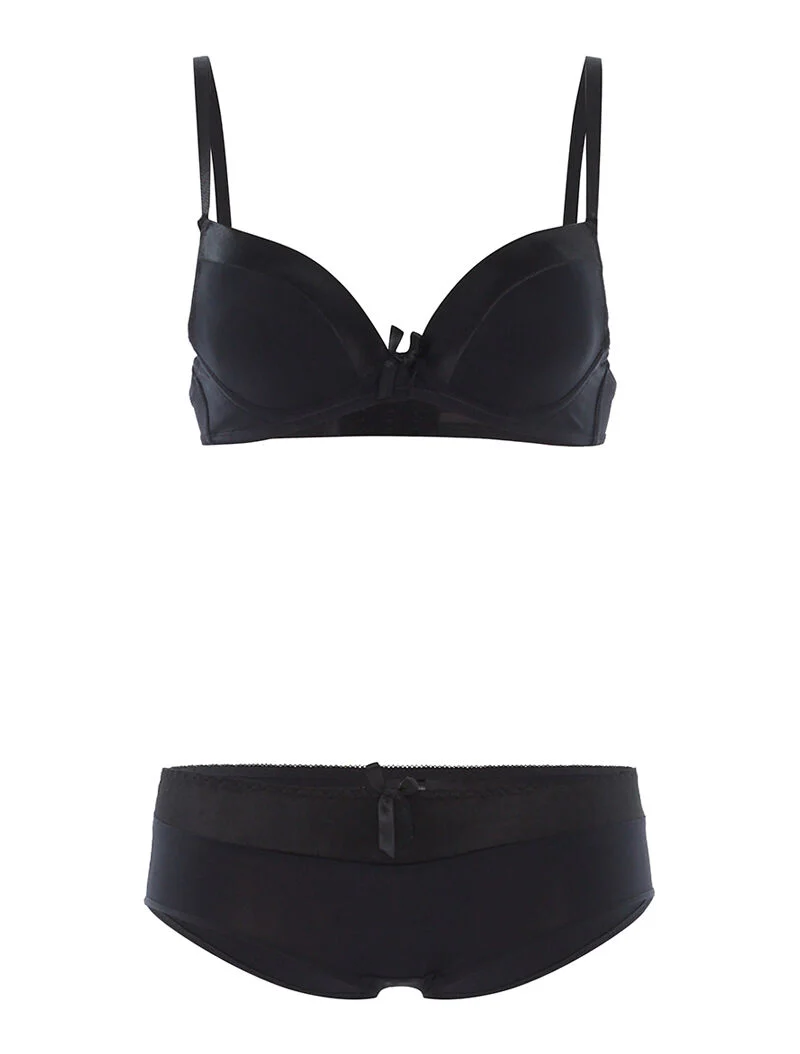 Set SG en slip met satijnen rand - zwart