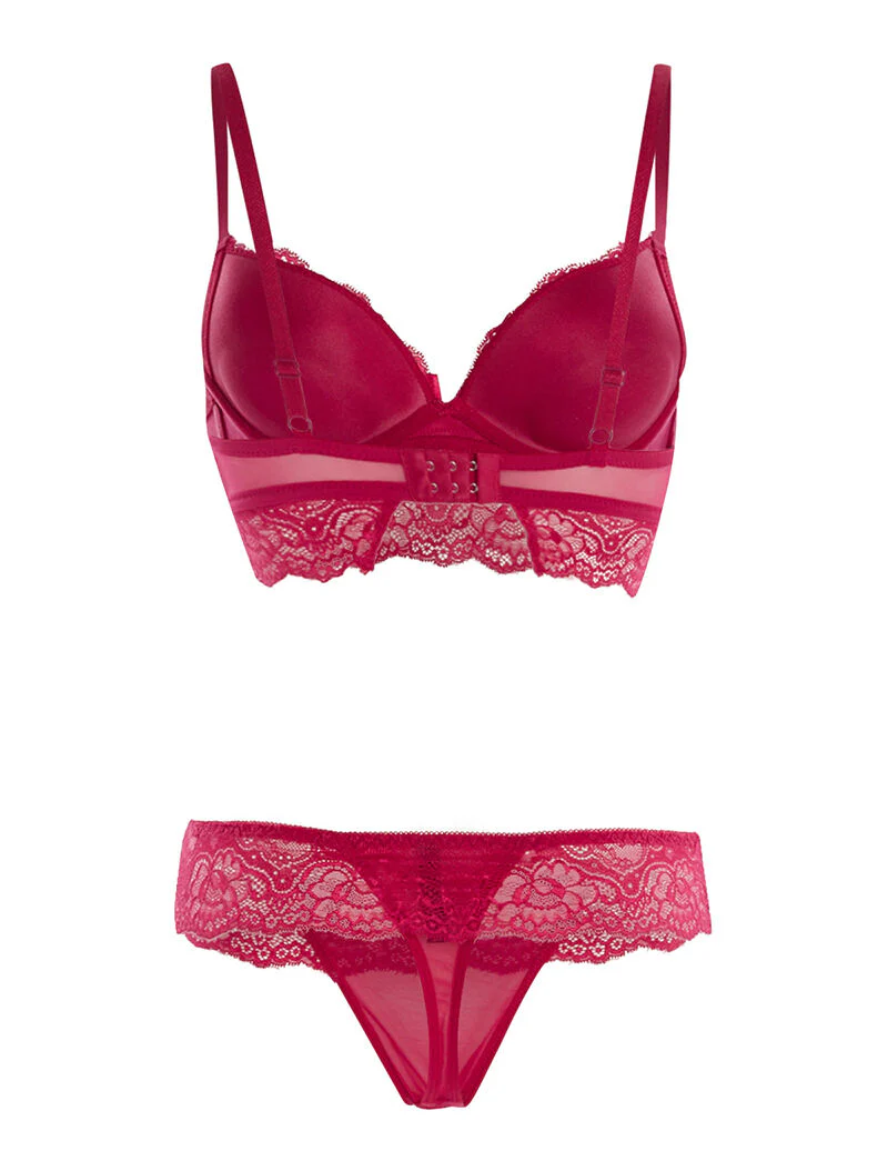 SG set en string met kanten rand - rood - Image 2
