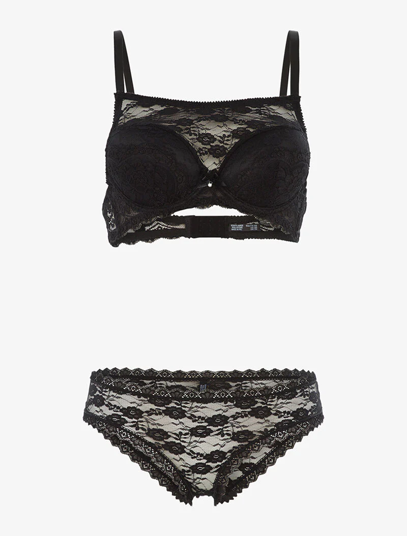 SG set in bralette-stijl in kant en slip - zwart