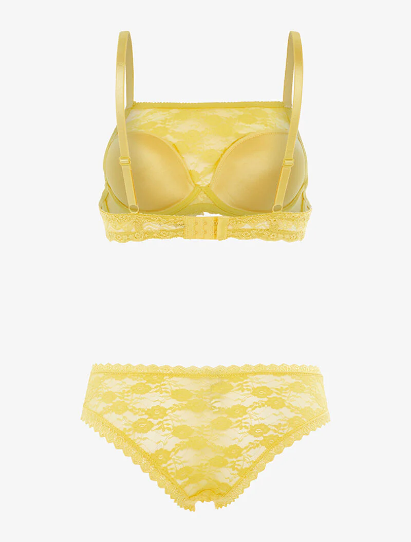 SG set in kanten bralette-stijl en slip - geel - Image 2