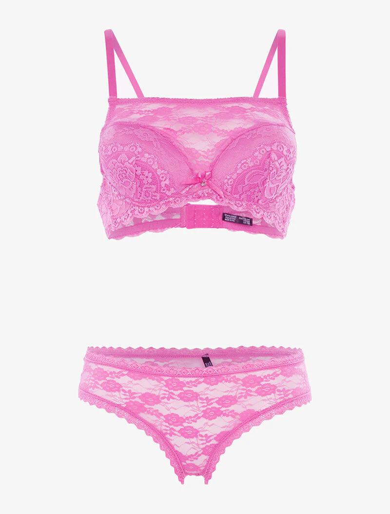 SG set in bralette style in lace and panties - roze parma