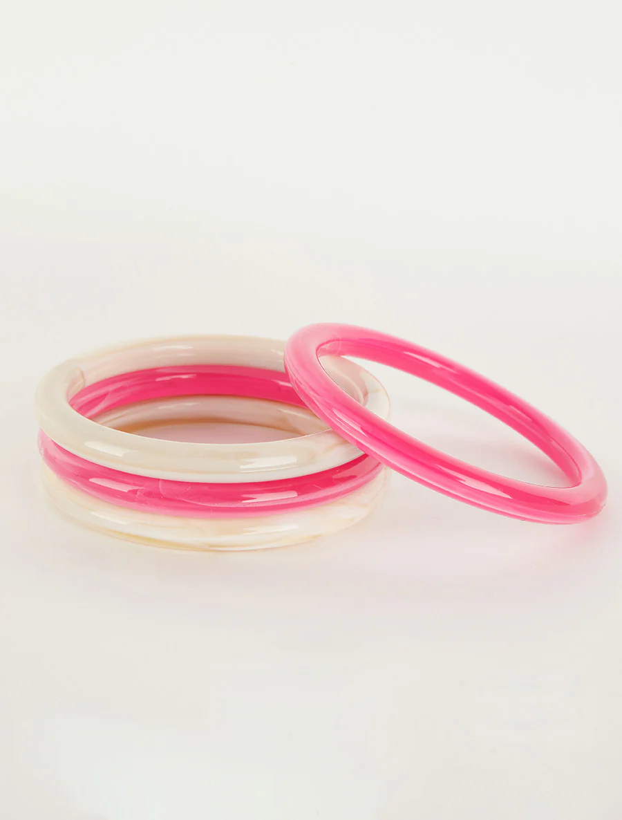 Set van 4 armbanden in gekleurde hars - Fuchsia - Image 2