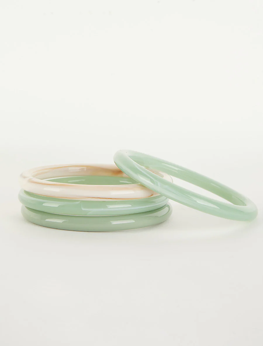Set van 4 armbanden in gekleurde hars - Watergroen - Image 2