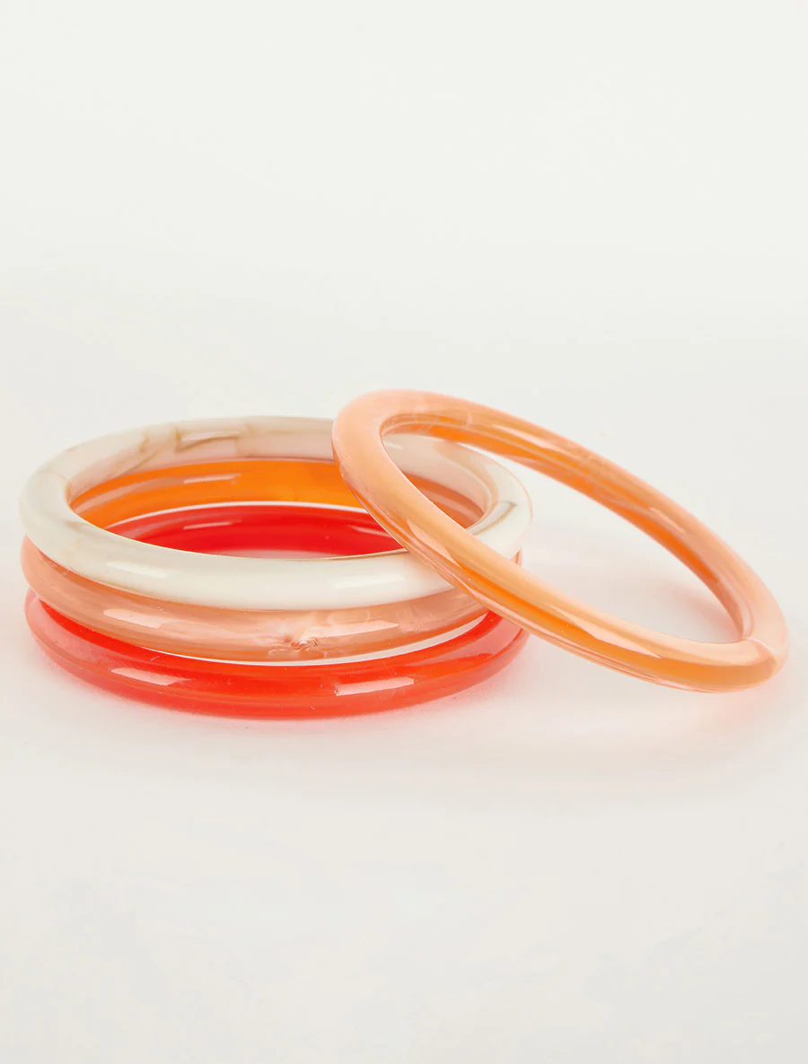 Set van 4 armbanden in gekleurde hars - Oranje - Image 2