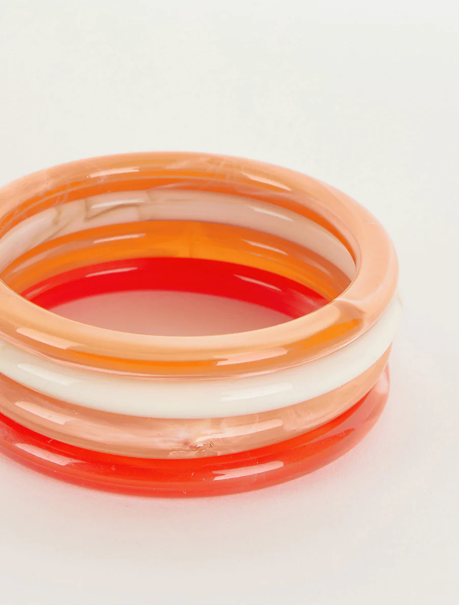 Set van 4 armbanden in gekleurde hars - Oranje - Image 3