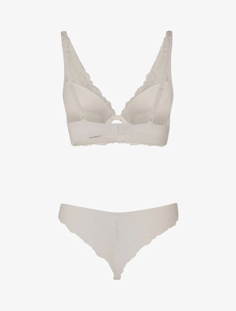 Set van bloemige kanten lingerie met vulling - wit - Image 2