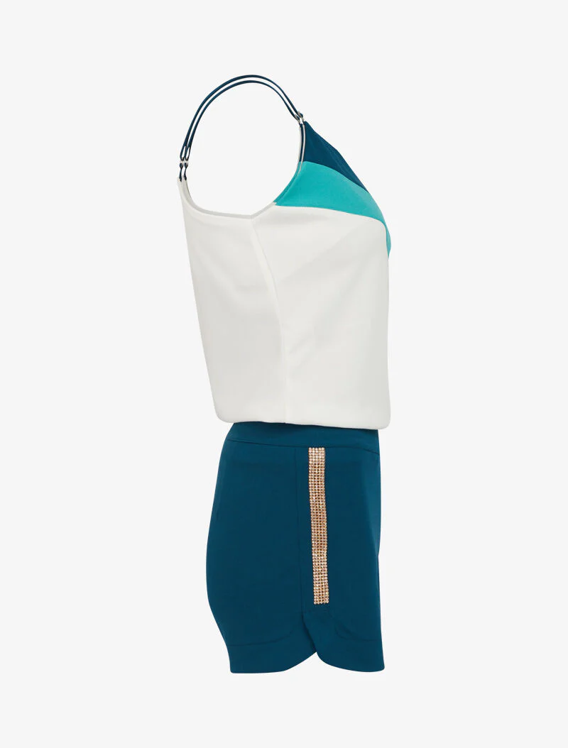 Set van een mouwloos hemd en een short met strass - groen - Image 5