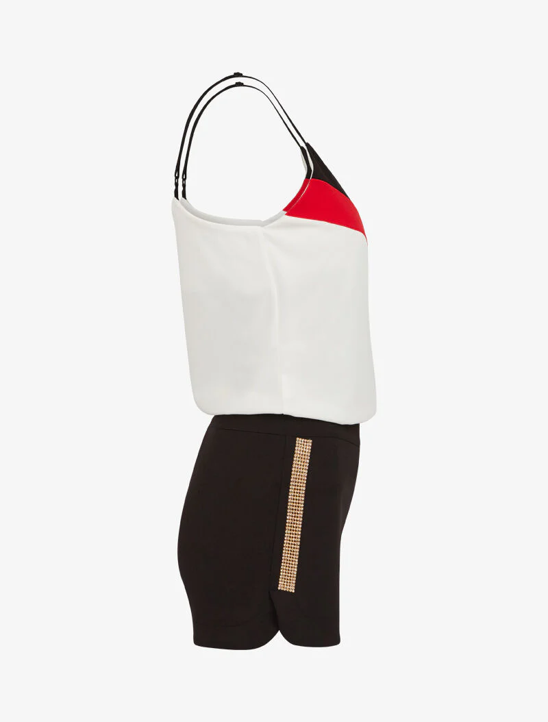 Set van een mouwloos hemd en een short met strass - zwart - Image 3