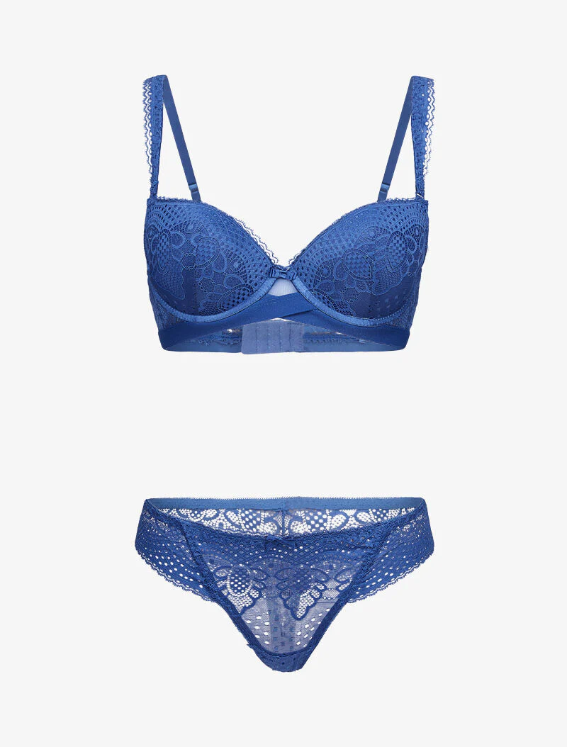 Setjes met bandjes met kanten randen - blauw