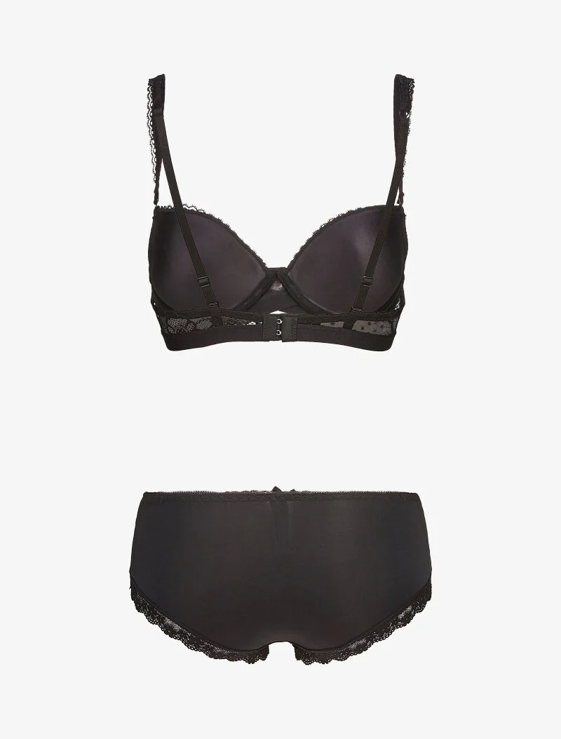 Setjes met bandjes met kanten randen en opengewerkte shorty - nude/zwart - Image 2