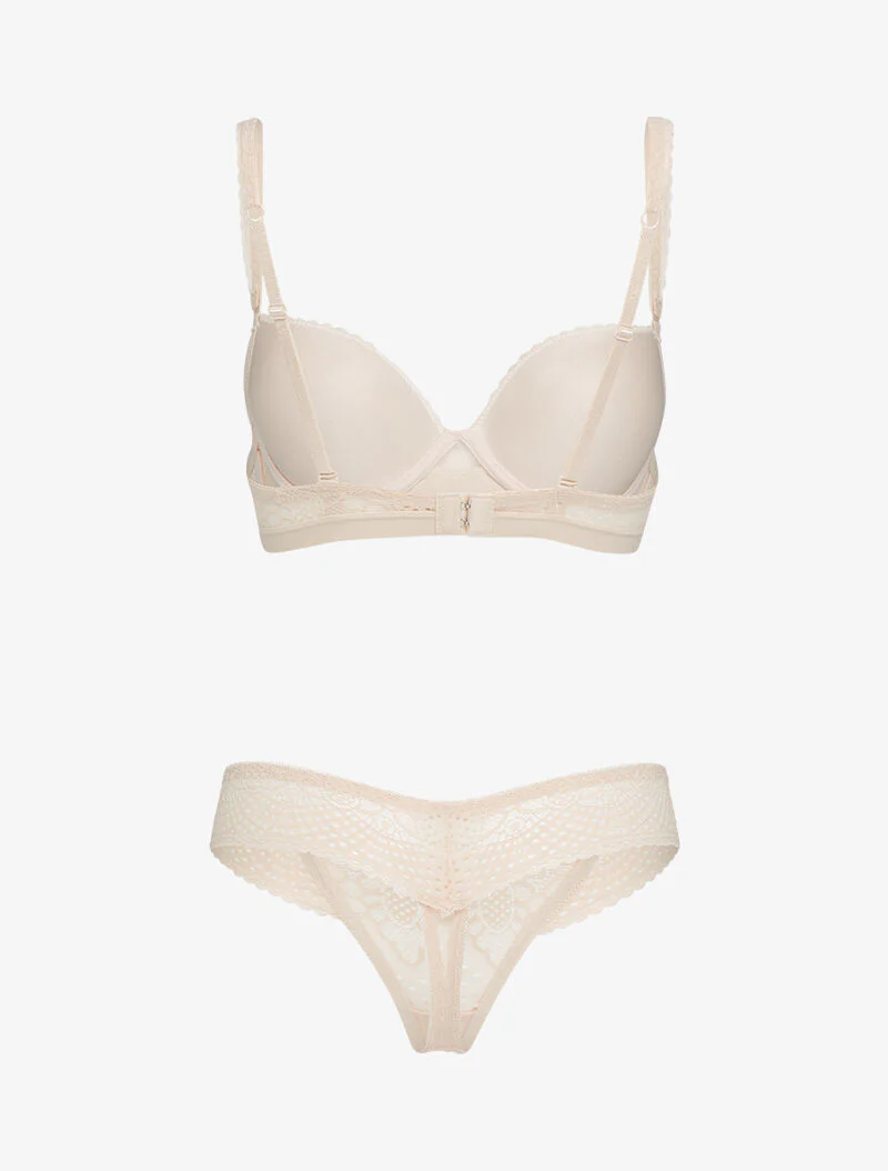 Setjes met schouderbandjes en kanten randen - beige - Image 2