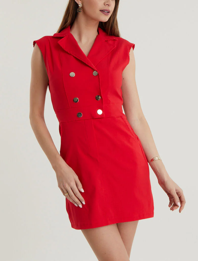 Sexy jurk met korset in blazerstijl - Rood - Image 3