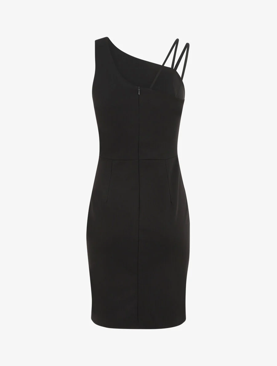 Shift-jurk met asymmetrische schouderbandjes - Zwart - Image 2